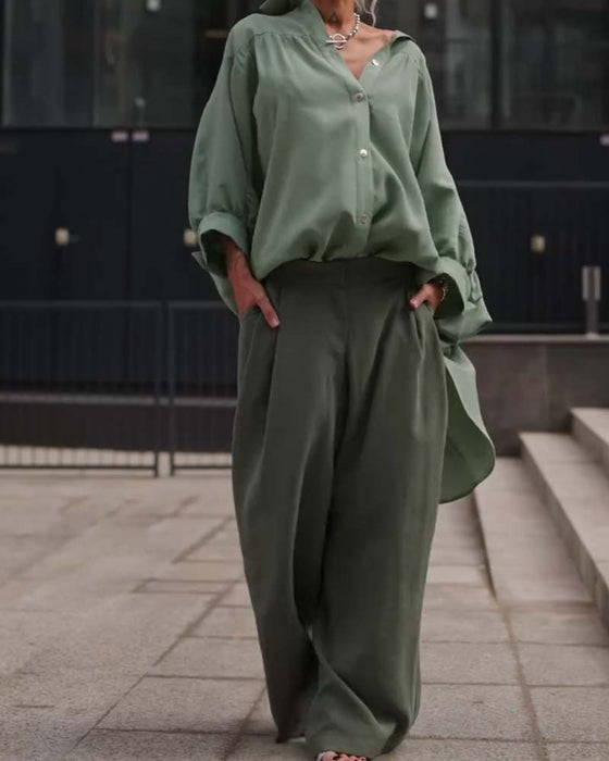 Casual Solid Color Long Sleeve Shirt