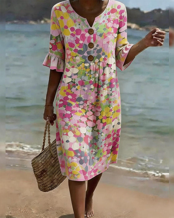 Colorful Polka Dot Print Casual Dress