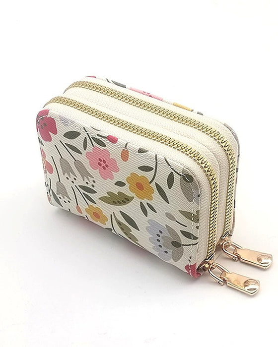 Rfid Blocking Card Holder Double Zipper Wallet