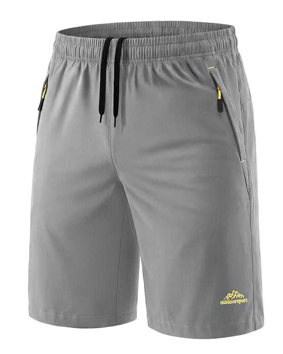 Elastic Waist Drawstring Zipper Sports Shorts
