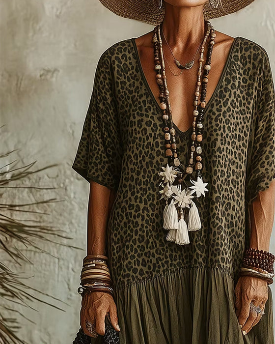 Casual Leopard Maxi Dress