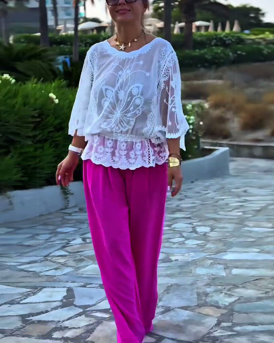 Solid Color Fashionable Blouse