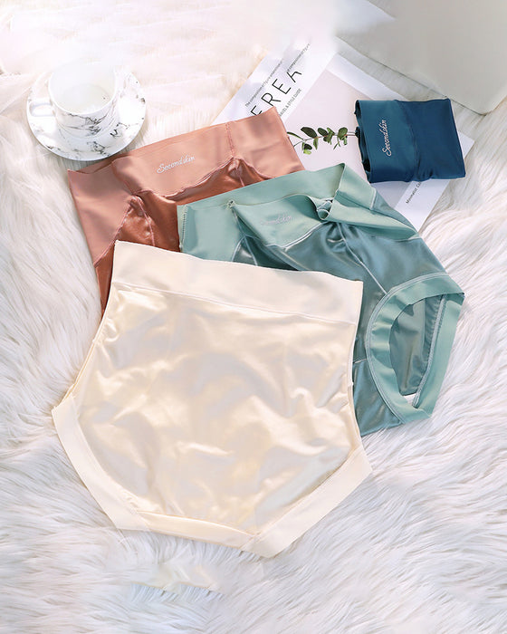 Women's High Waist Ice Silk Satin Seamless Sexy Hip Lift Tummy Control Panties