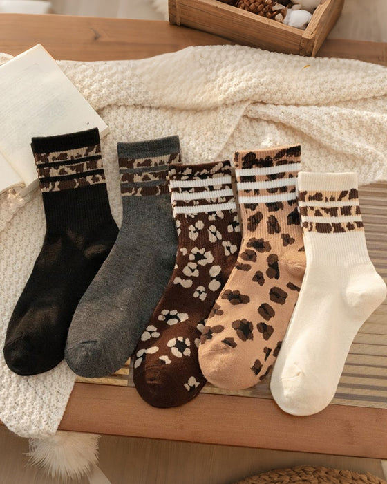 Leopard Print Knee-High Socks