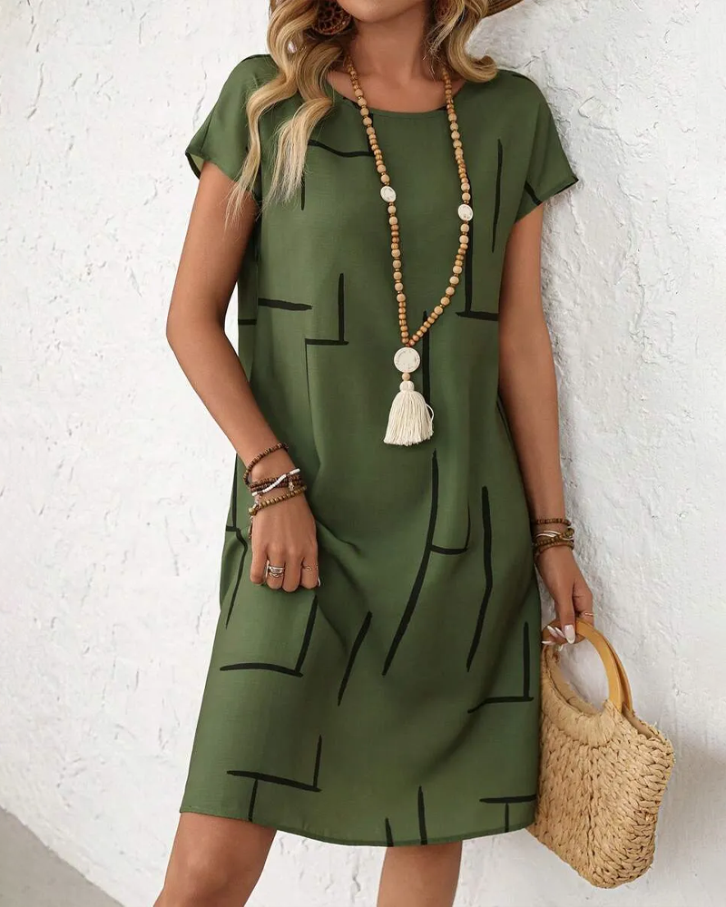 Women's Summer Casual  Print Round Neck Dress