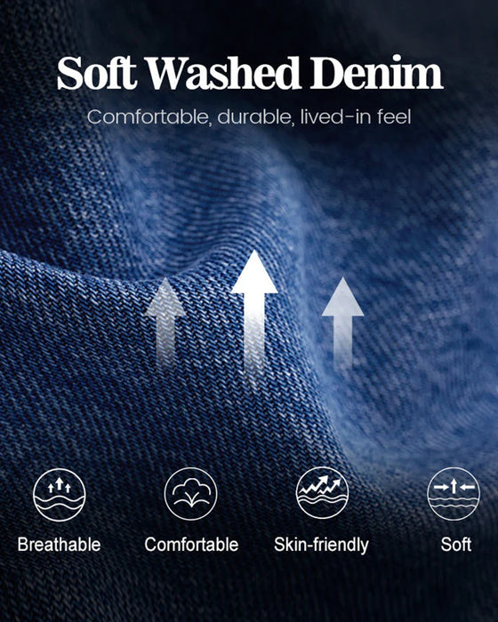 Multi-Button Washed Loose Jeans