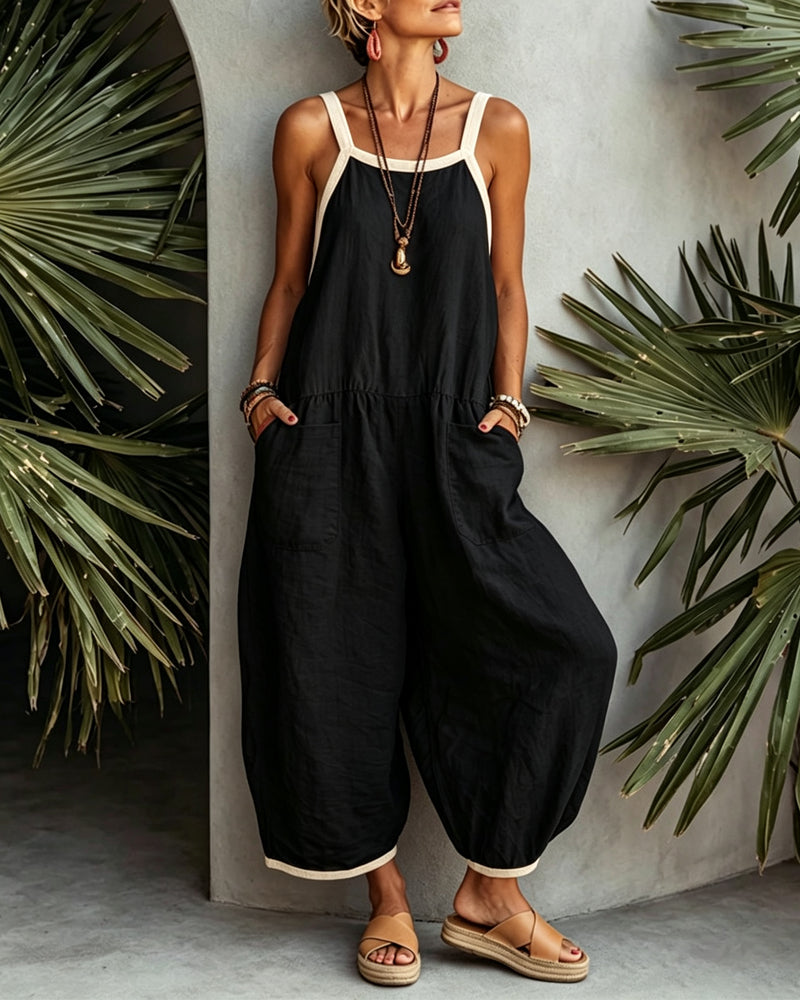 Color-Blocked Pocket Jumpsuit