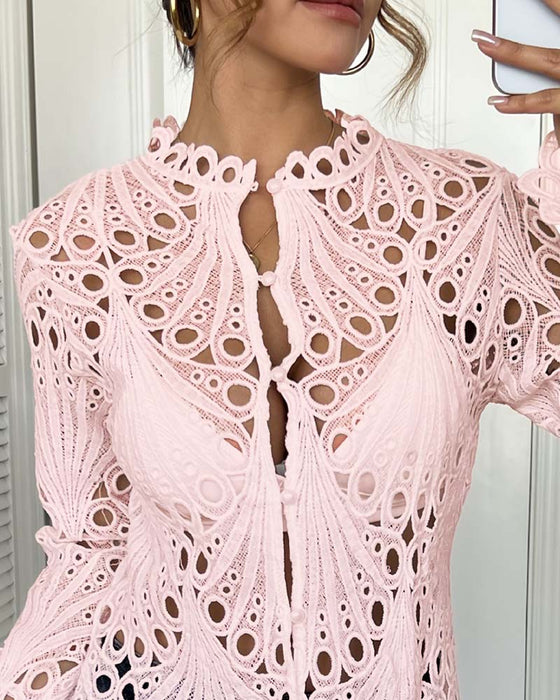 Cut-Out Bell Sleeve Coat