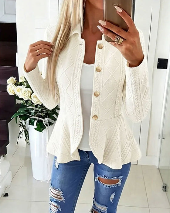 Button Casual Solid Coat