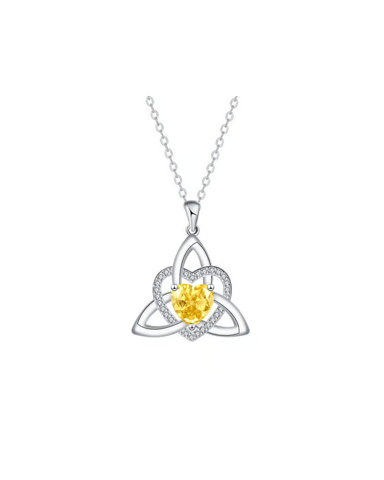 Birthstone Celtic Trinity Knot Heart Necklace✨ Heart Shape Celtic Trinity Knot Birthstone Pendant