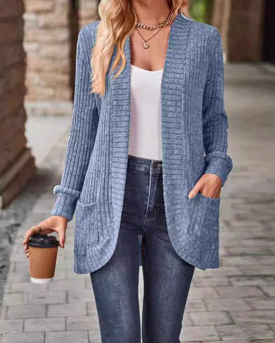Brushed Casual Long-Sleeve Coat