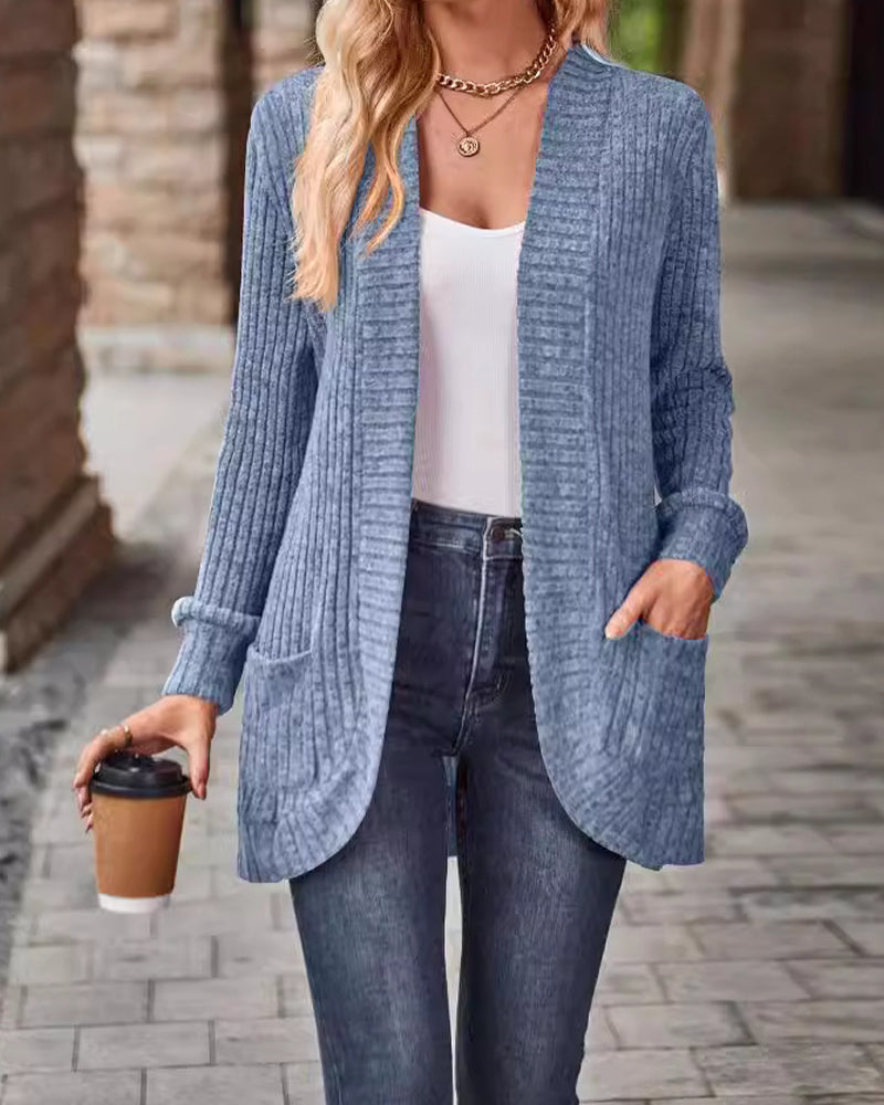 Brushed Casual Long-Sleeve Coat