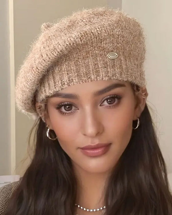 Women Plain Knit Beret Beanie