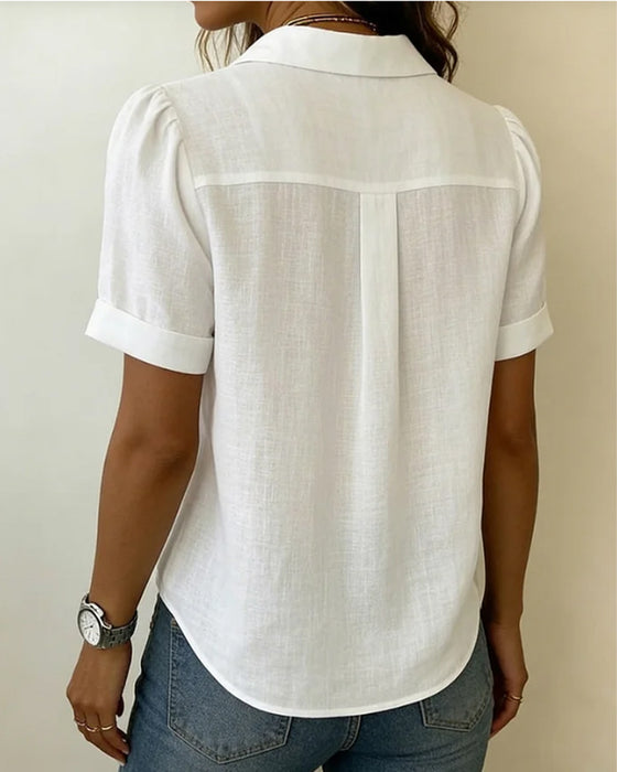 Vertical Pleated Lapel Shirt