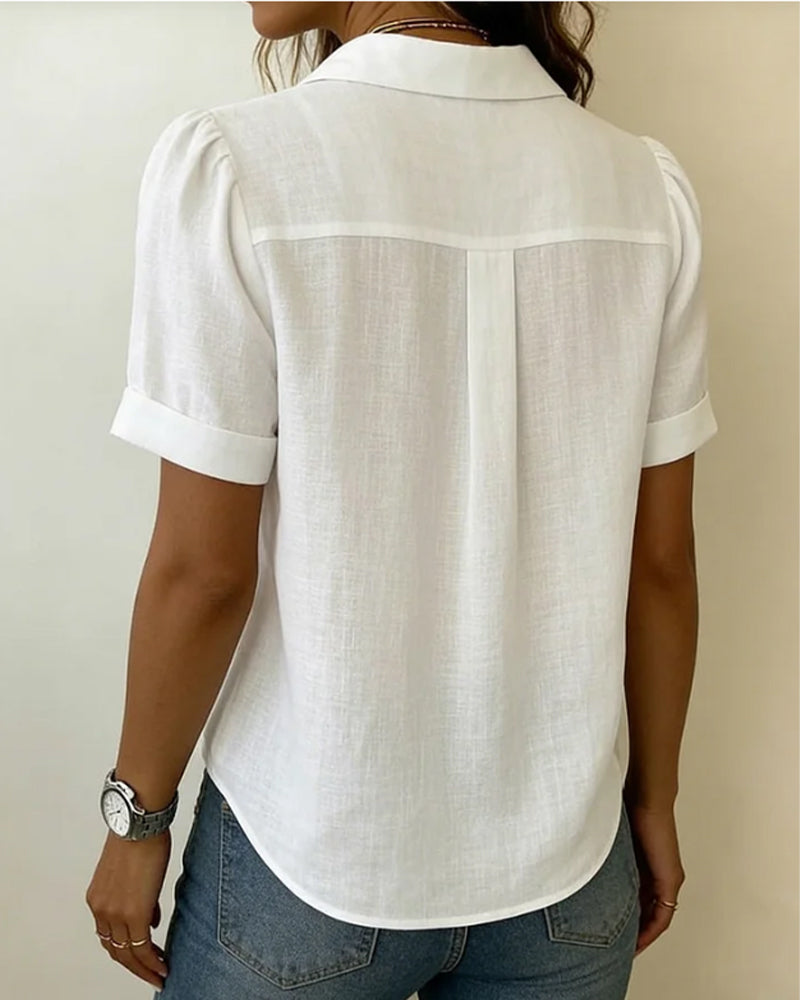 Vertical Pleated Lapel Shirt