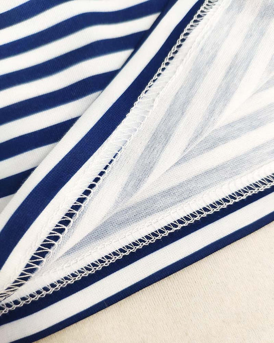Round Neck Stripe Tie Waist Dress