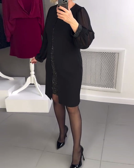 Round Neck Diamond Panel Dress