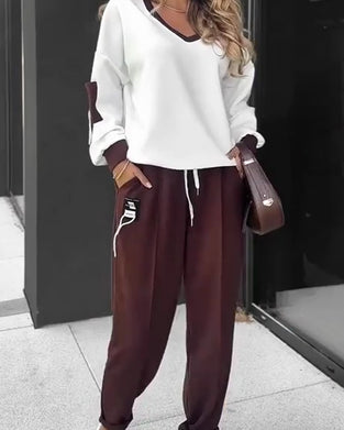 Color Block Sweatshirt And Jogger Set
