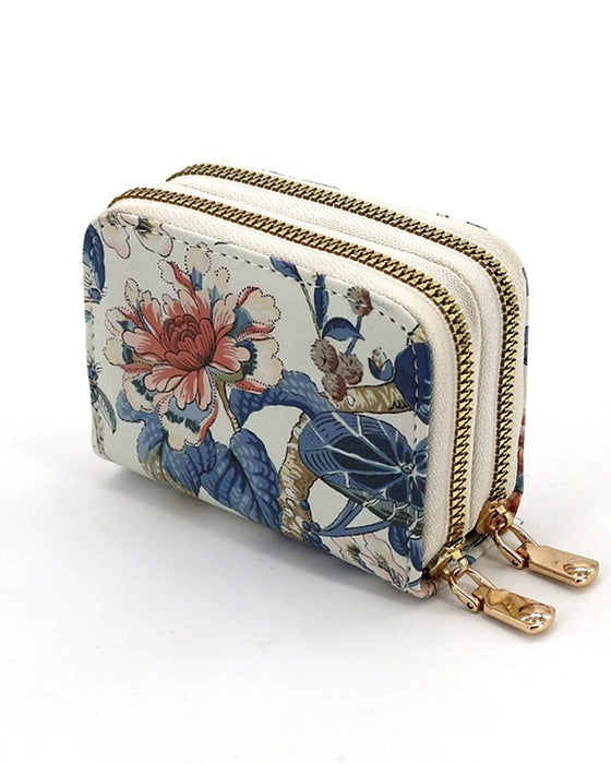 Rfid Blocking Card Holder Double Zipper Wallet