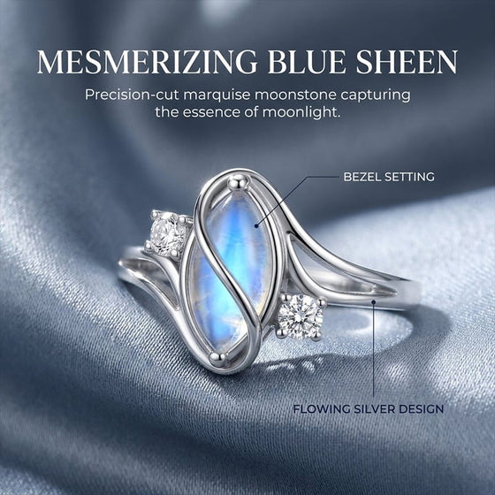 Oval Moonstone Geometric Ring