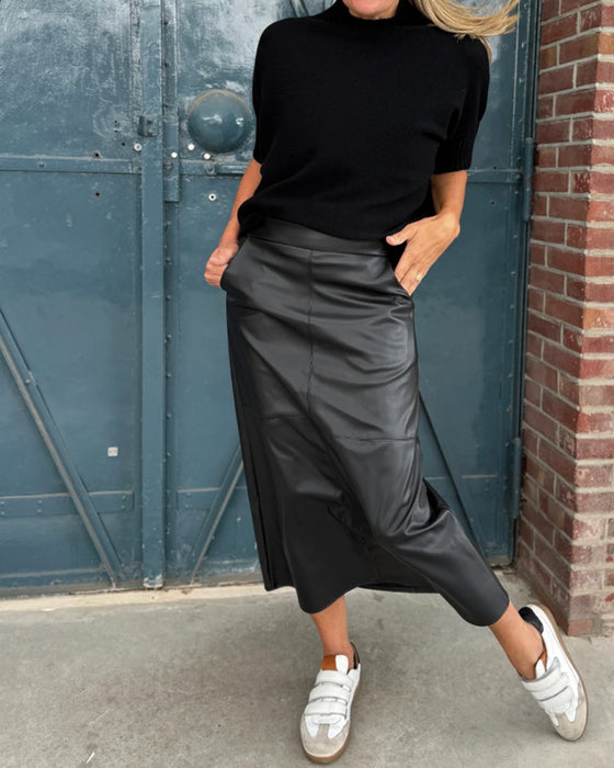 Casual Mid-Waist Solid Color Skirt