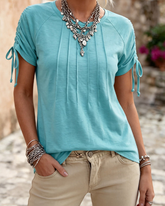 Shirred Tie Short Sleeve T-Shirt