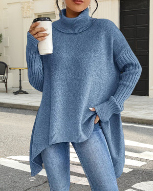 High Collar Irregular Loose Sweater