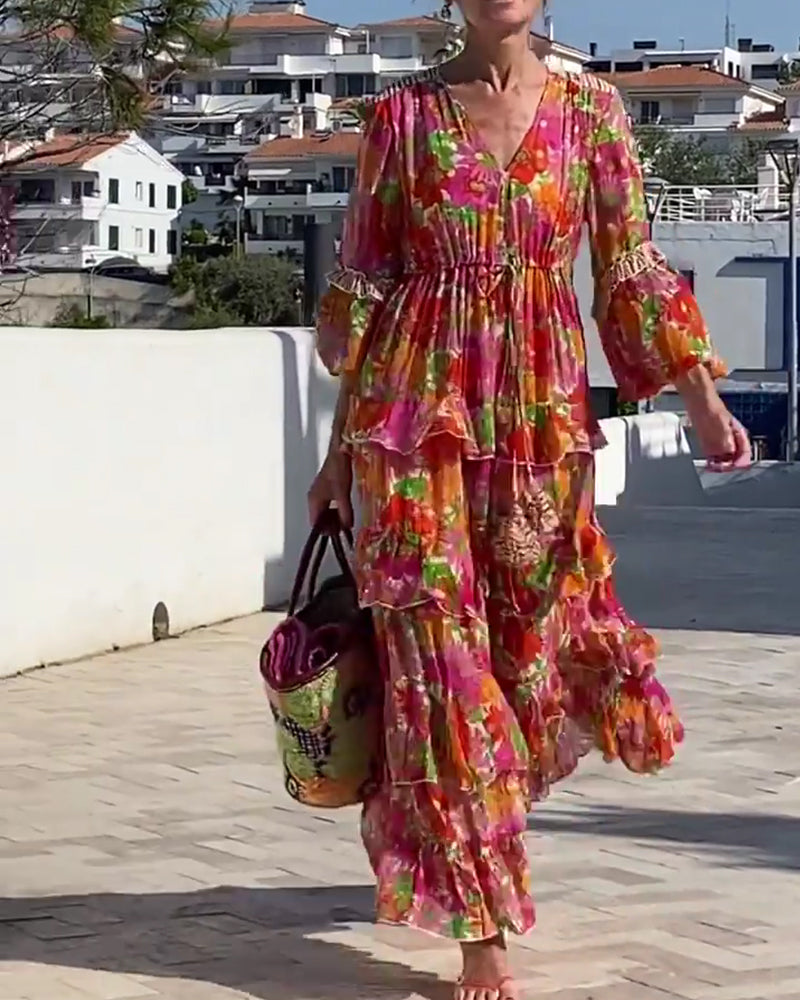 Ruffled V-Neck Dress