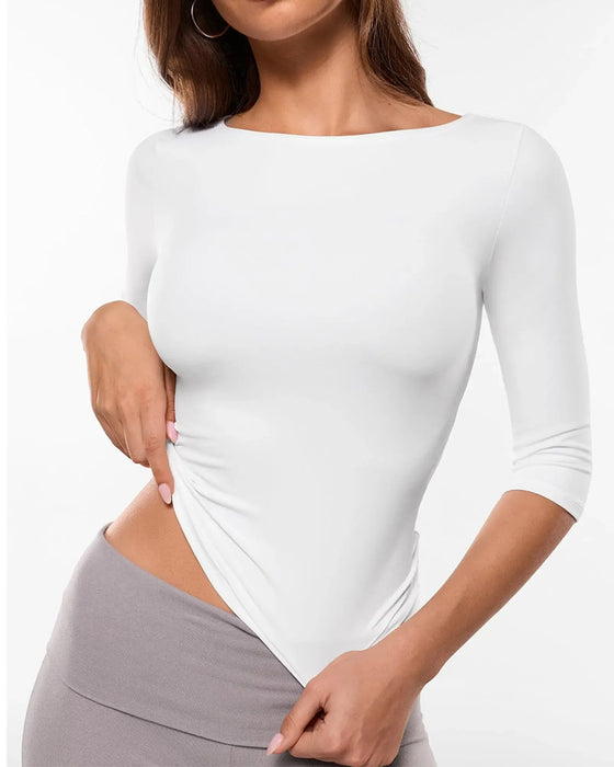 Stylish Elbow-Length Sleeve Slim Fit Base Layer T-Shirt