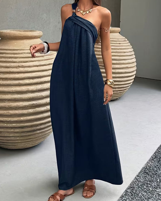 One-Shoulder Draped Resort Dress