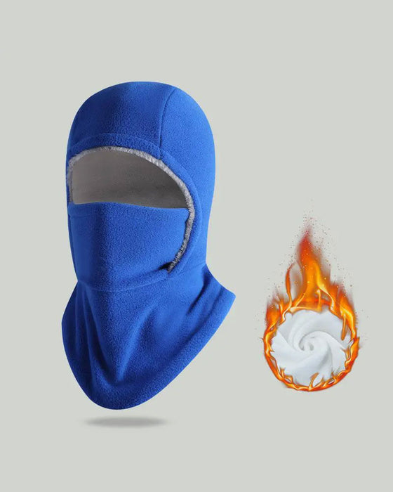 Winter 2 In 1 Hat And Face Mask Windproof Thick Fleece Lining For Outdoor Sports Black