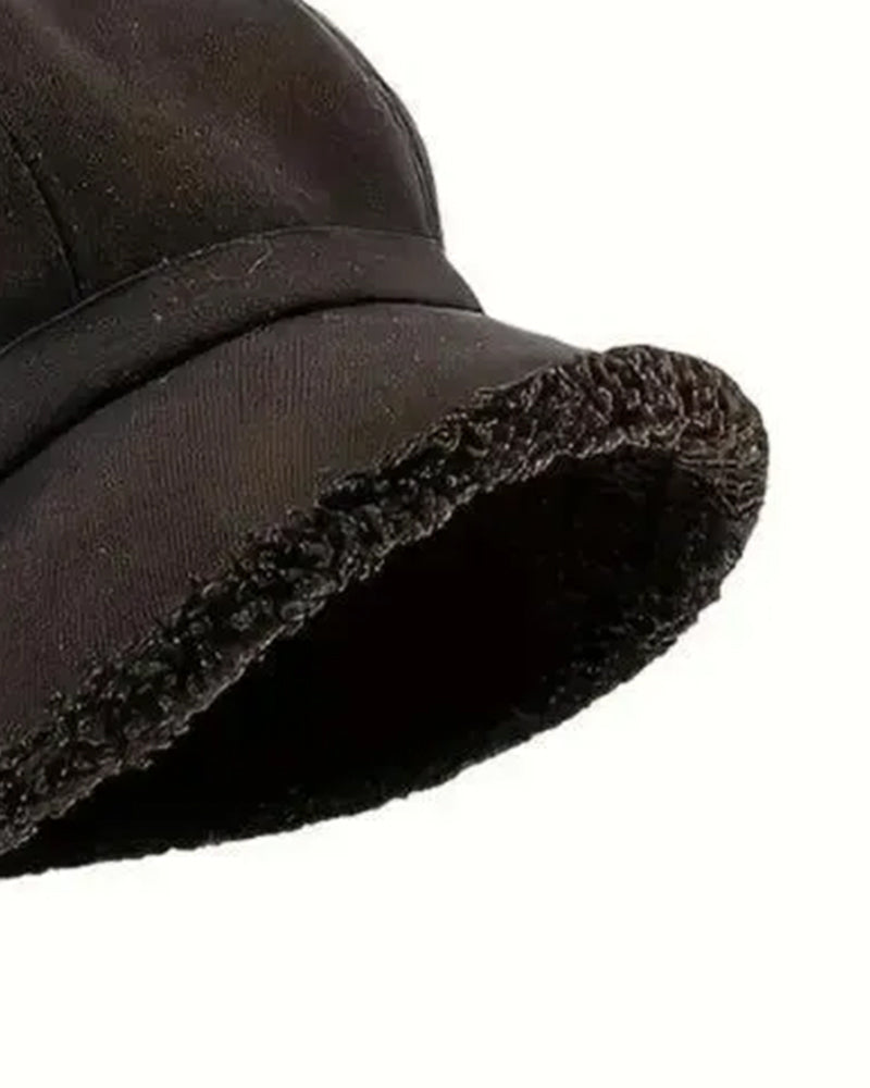 Women's Solid Color Plush Fisherman's Warm Hat
