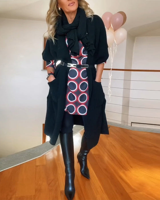 Casual solid color half sleeve pocket cardigan