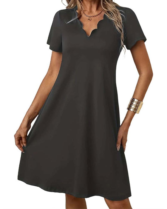 Short Sleeve Solid Dress