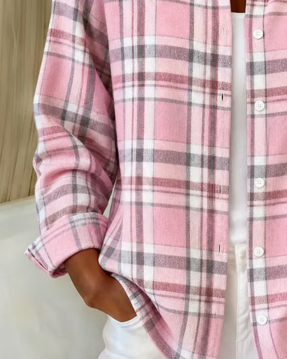 Plaid Long Sleeve Button Down Shirt