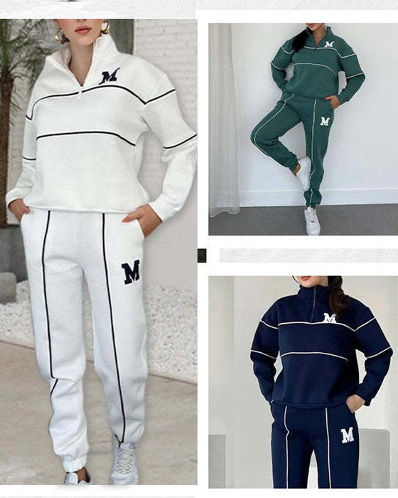 Women's Casual Letter M Long Sleeve Two Piece Set