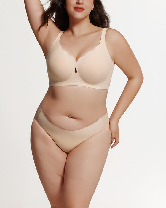 Women Water Drop Hollow Scalloped Flowers Bra