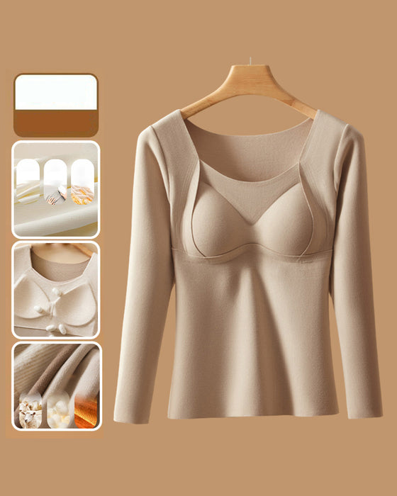 Women's Thermal Underwear Top with Bra Pads