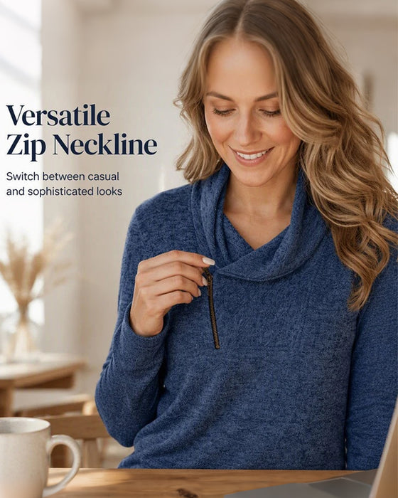 Solid Pullover Zipper Fitted Top