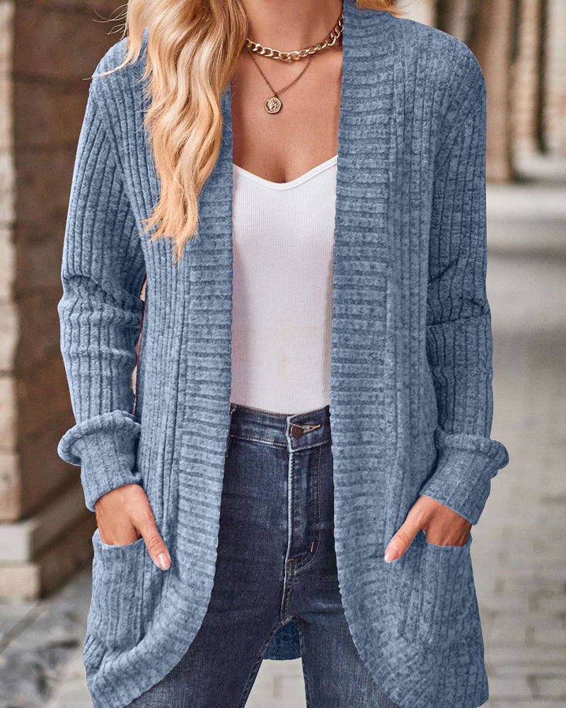 Brushed Casual Long-Sleeve Coat