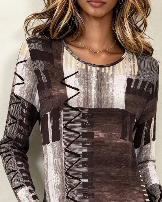 Round Neck Printed Dress