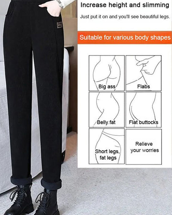 Warm High-Waisted Trousers With A Wool Lining