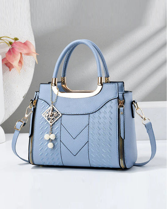Women's V-Stitched Top-Handle Satchel Bag