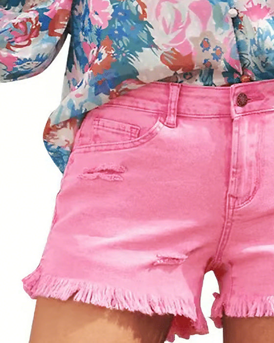 Raw Hem Denim Shorts