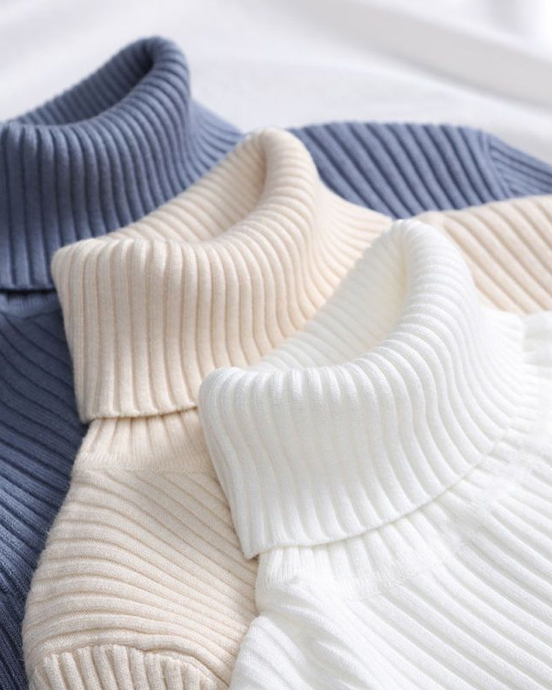 High-Neck Knit Sweater Base Layer