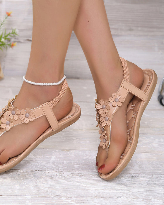 Beach Sandals with 3D Flowers