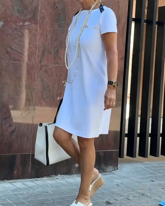 Patchwork Fitted Waist T-Shirt Dress