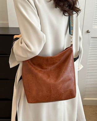 Vintage shoulder strap large capacity bucket bag