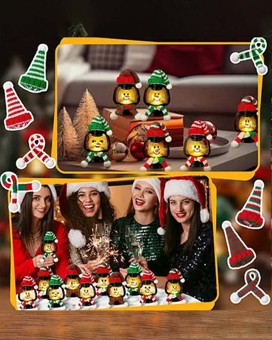 🎅Christmas Special Offer-Christmas Decoration: Mini Snowman Lantern with Hats and Scarves