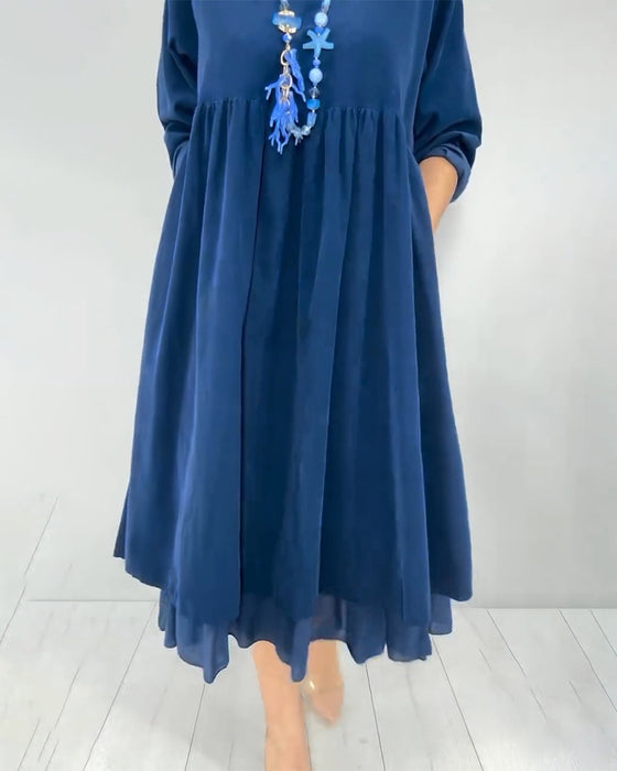 Double-Layer Loose Mesh Patchwork Dress